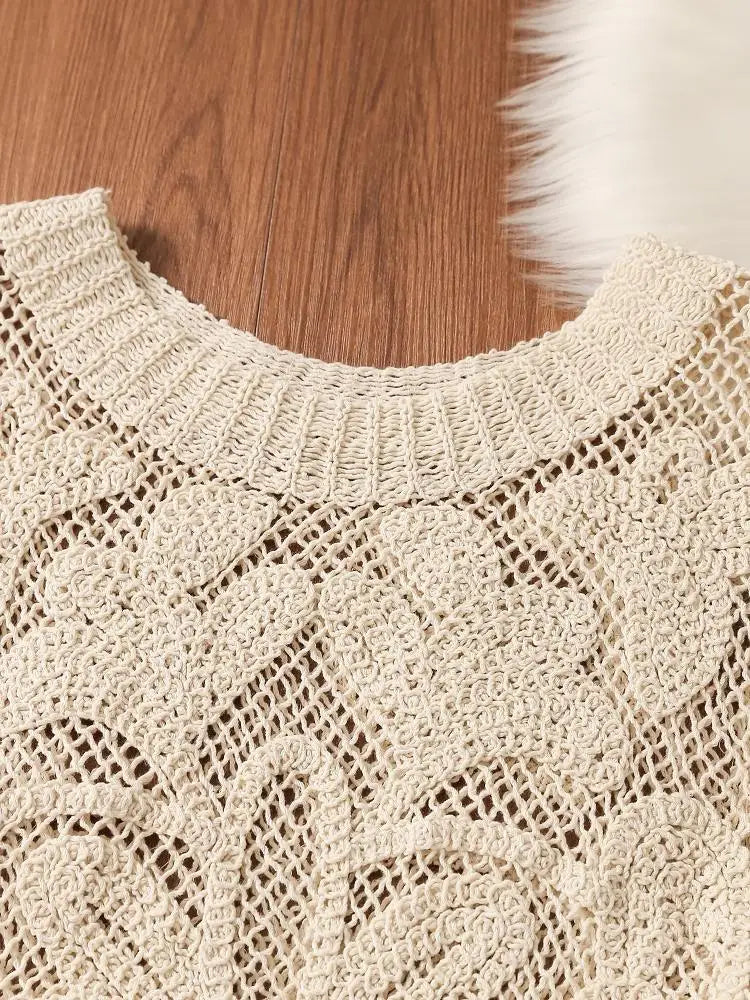 Design Sensation Hollow out Knitted Vest Women's Short Sleeveless Top Summer Inner Wear Outer Wear Pure Desire Spicy Girl