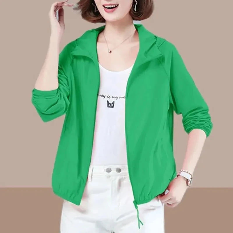 Sun Protection Clothing Women Wear Thin Summer Coat 2023 New Loose Large Casual Breathable Short Jacket Outside Female Tops 4XL