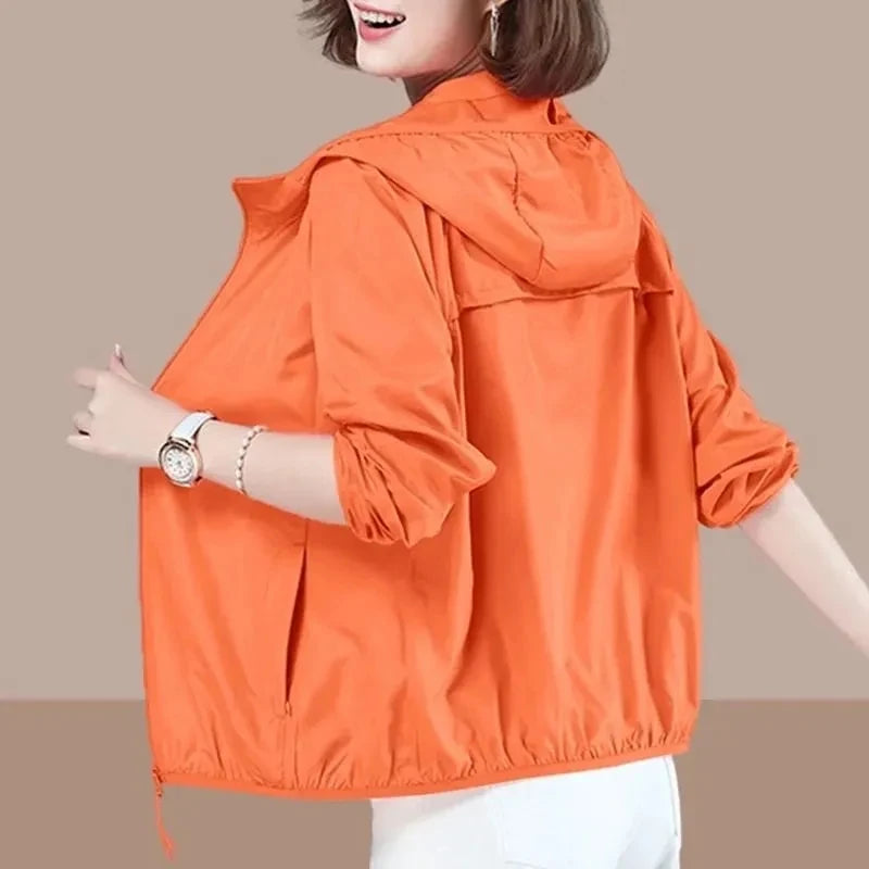 Sun Protection Clothing Women Wear Thin Summer Coat 2023 New Loose Large Casual Breathable Short Jacket Outside Female Tops 4XL